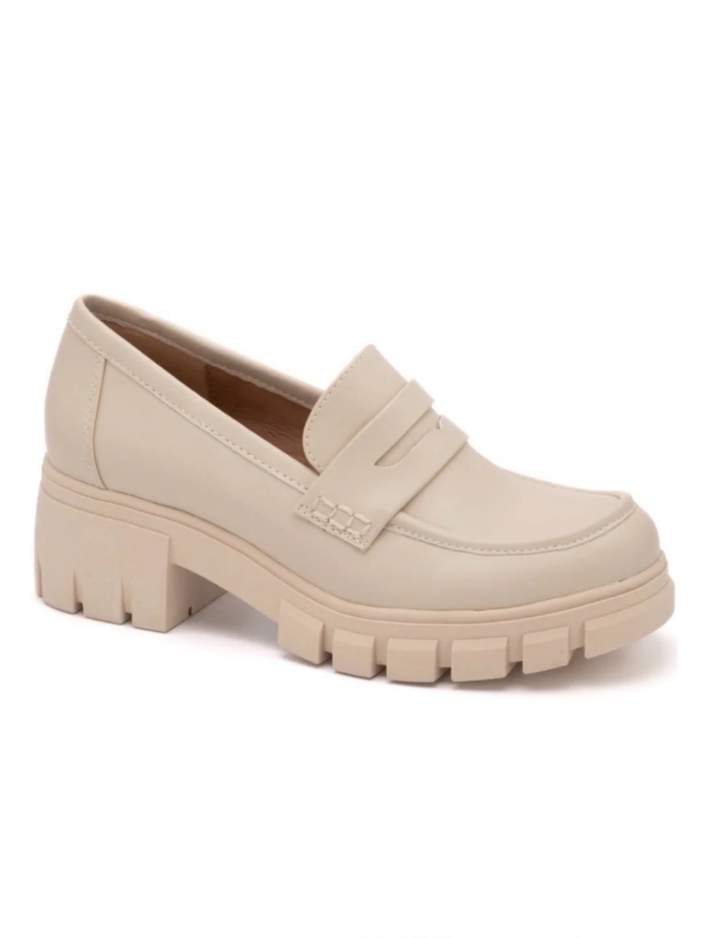Cream Chunky Loafers from Hey Girl by Corkys.